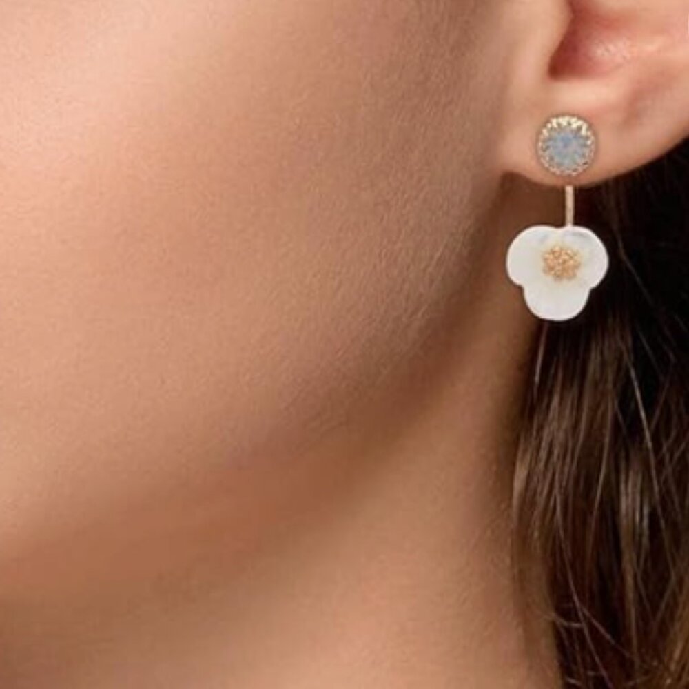 lonna & lilly Gold and White Floral Earrings - Picture 3 of 9